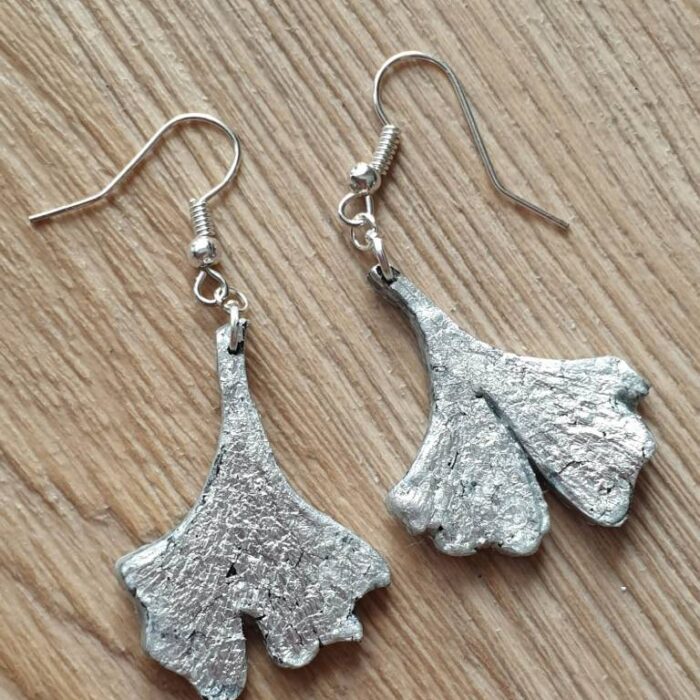 boucles d'oreilles ginko feuille d'argent faites main