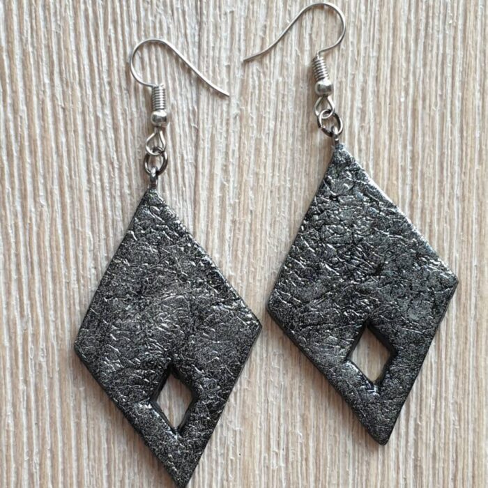 boucles d'oreilles losanges effet metal faites main