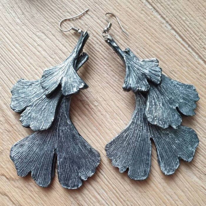 grandesz boucles d'oreilles ginko faites main