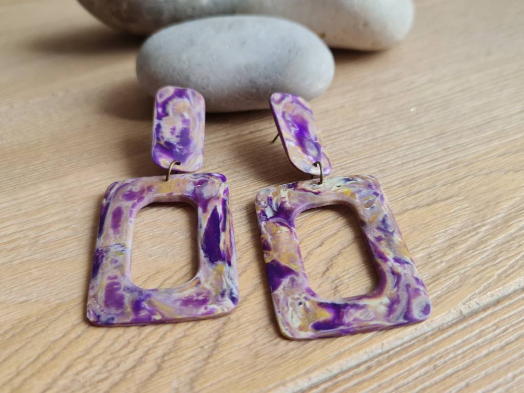 boucles longues mauves faites main